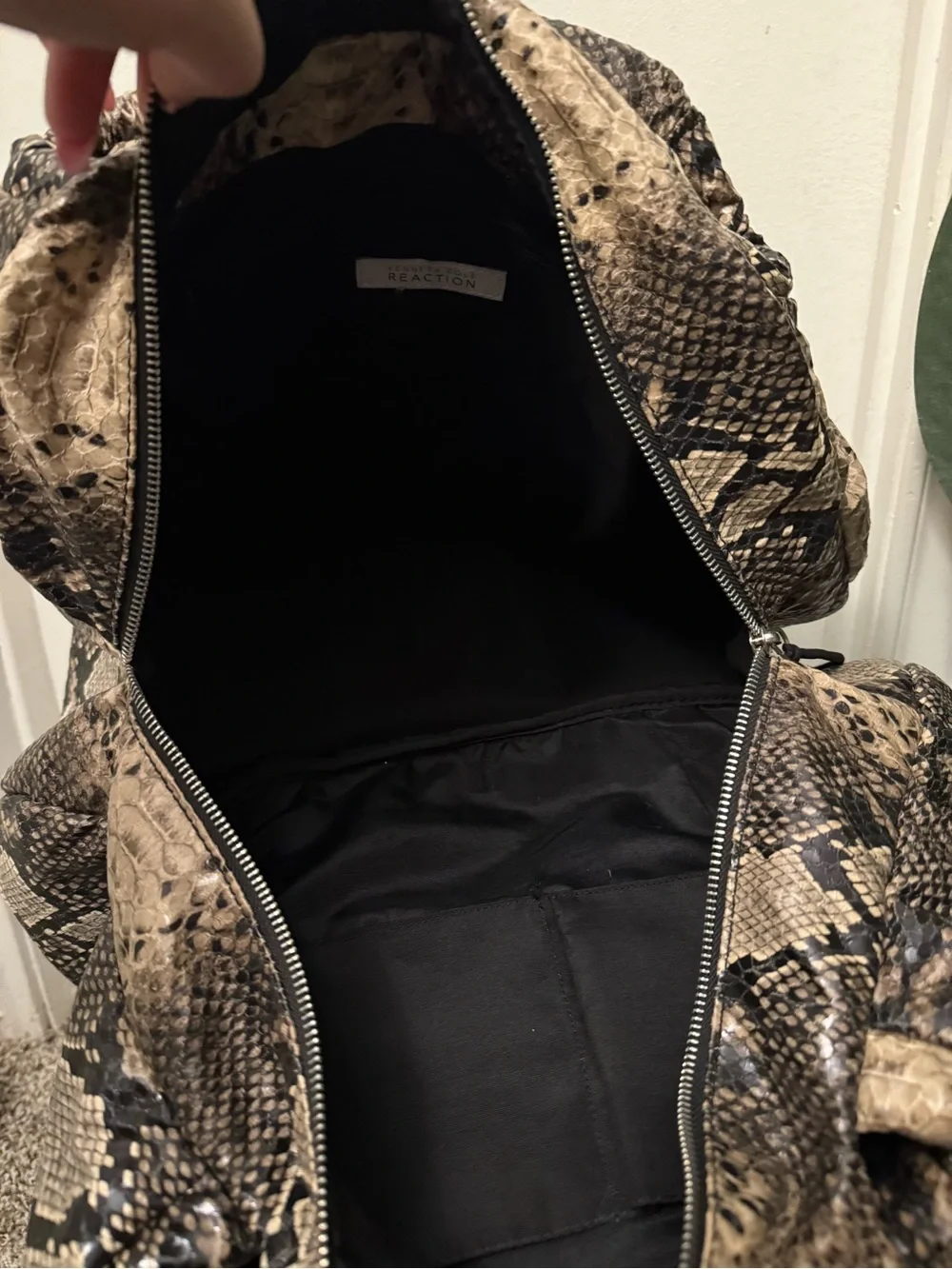 Kenneth Cole Reaction Faux Snakeskin Weekender Duffel Bag Animal Print Travel To